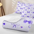 thumbnail image 4 of spefrowx Purple Princess Bow Twin Quilt Set for Girls, Cartoon Polka Dot Twin Coverlet Set, 2pcs, 4 of 7
