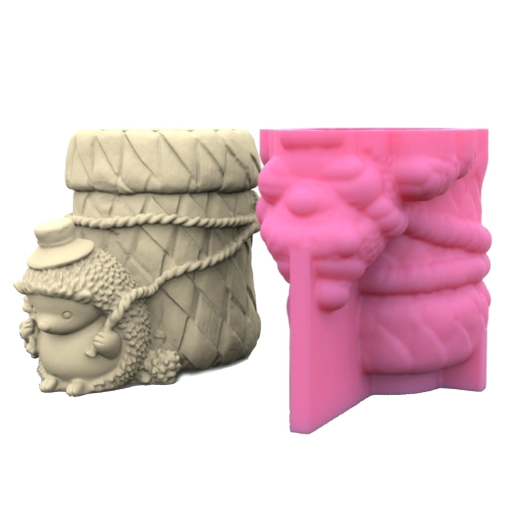 Geemin 3D Brush Pot Silicone Soap Molds Candle Molds Hedgehog Clay Mould Cake Mold