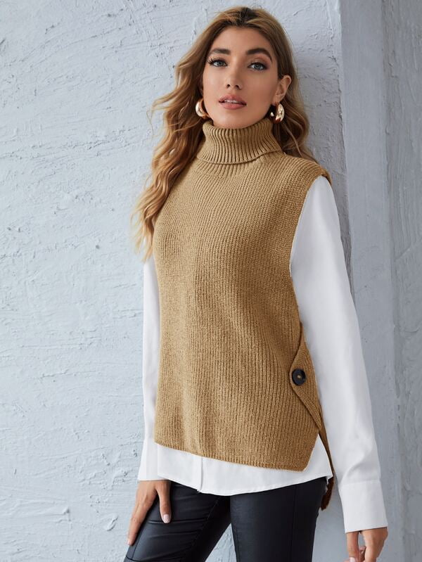 button side sweater vest