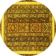 thumbnail image 1 of Ahgly Company Machine Washable Indoor Round Abstract Yellow Modern Area Rugs, 5' Round, 1 of 4