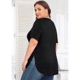 thumbnail image 5 of Daystry Womens Short Sleeve Casual Loose Fit Flare Swing Tunic Tops Round Neck Jersey Plit Side T-Shirt Plus Size Black XL, 5 of 9