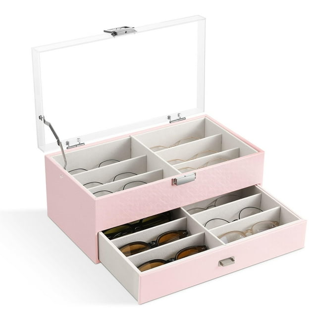Organizador de Anteojos MoKo de 2 Niveles para Mujeres en Acrílico Rosa