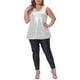 thumbnail image 2 of Agnes Orinda Blusas de Talla Grande para Mujeres Sin Mangas con Brillo, Lentejuelas y Cuello en V, Talla 3X, Plata, 2 of 6