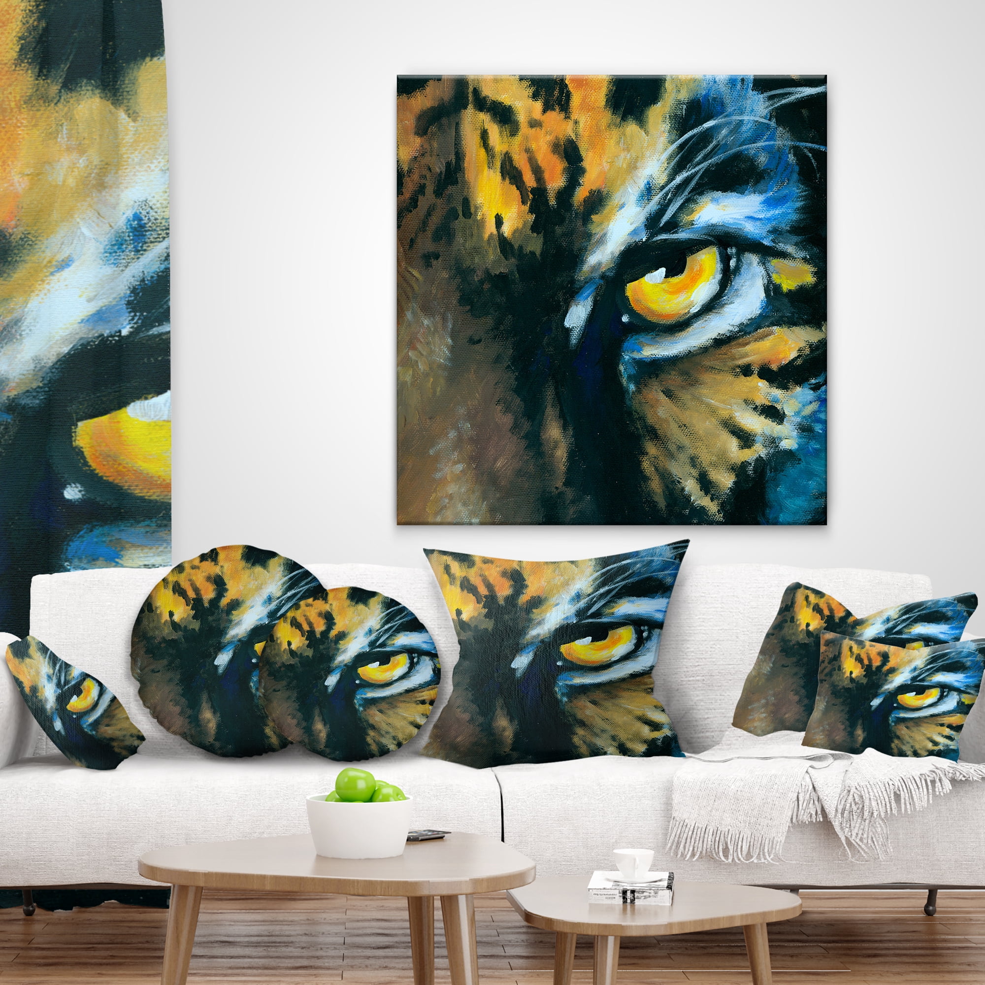 Designart Ferocious Eye of Tiger - Abstract Throw Pillow - 12x20