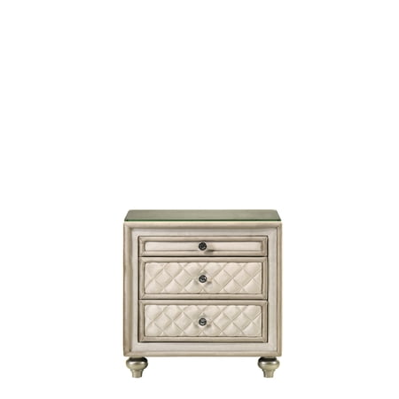 Beige Velvet Nightstand For A Stylish Bedroom Decor With Drawers And Practical Storage