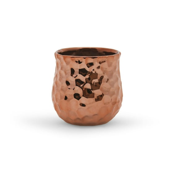 WGV Unique Textured Rose Gold Pot- 4" Wide x 3" Height, Good quality, Heavy Weighted Base - 1 Pc