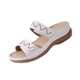 thumbnail image 2 of GERsome Womens Low Wedge Sandals Open Toe Slip-On Slides Platform Casual Walking Shoes Summer Beach Vacation Sandals, Beige Size 6.5, 2 of 9
