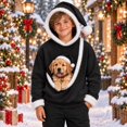 thumbnail image 5 of Pet Pouch Hoodie for Kids Girls Boys Kangaroo Pocket Oversized Pet Carrier Pullover Sweatshirt Soft Fleece Hoodie with Dog Pouch Warm Fall Fashion Animal Holder Hoodie Sweatshirts, 5 of 6