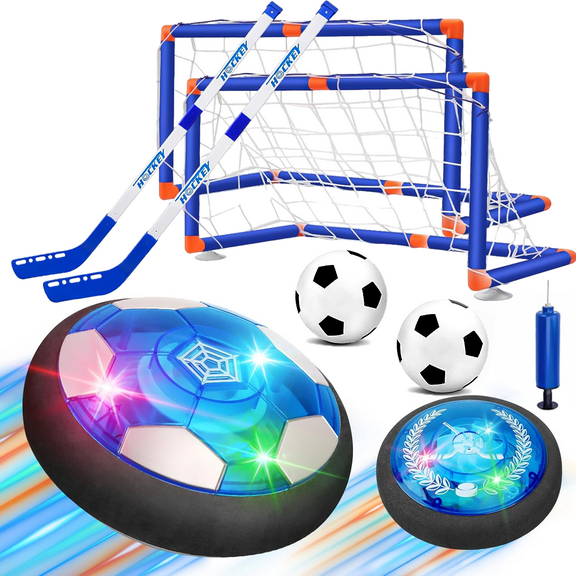 LINXUXIE 3 in 1 Hover Soccer Ball Set with LED Lights and 2 Goals,Air Floating Soccer Toys for Kids Indoor Outdoor Sports,Soccer Games 3 4 5 6 7 8 Year Old Birthday Gift