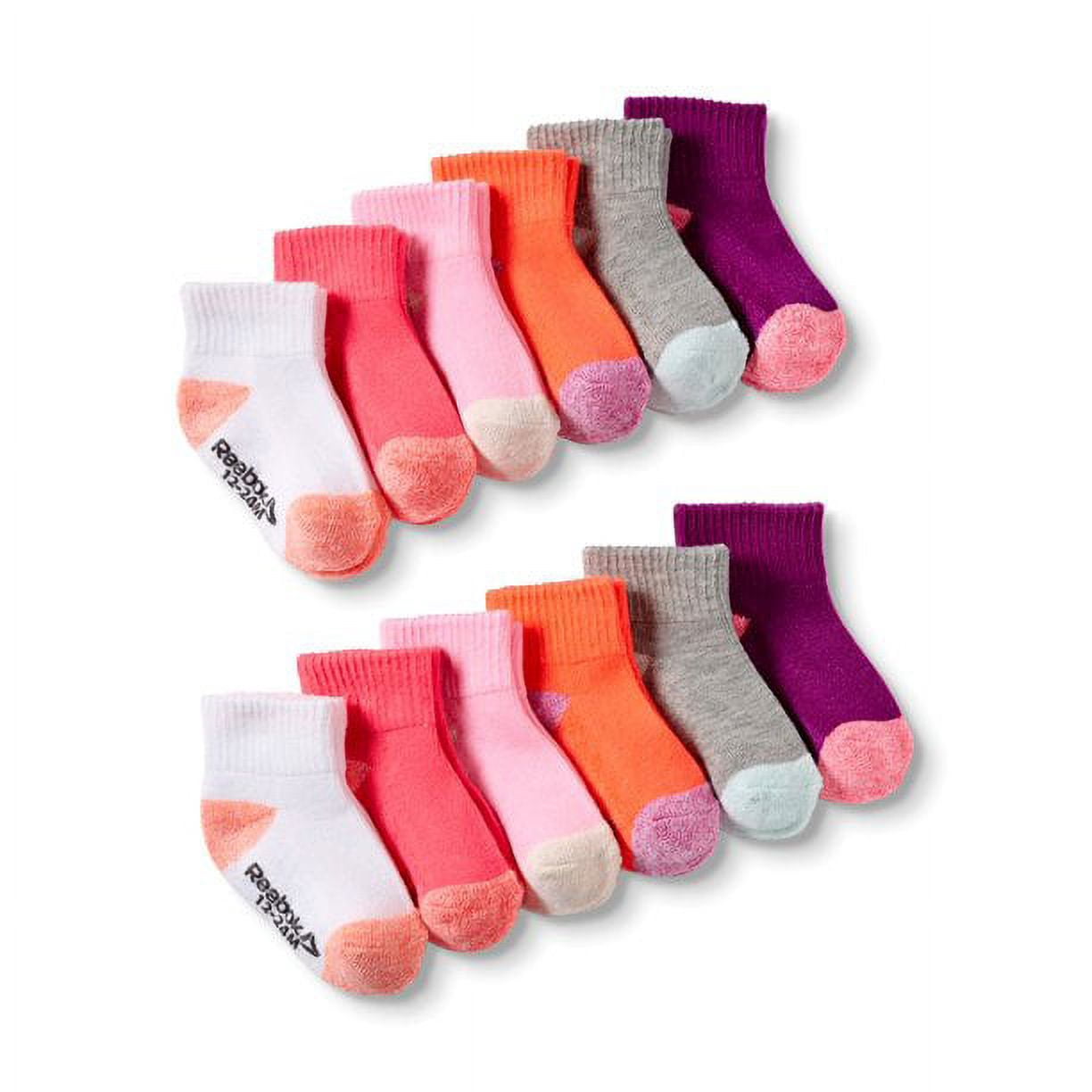 Reebok Baby Toddler Girl Socks with Gripper, 12-Pack