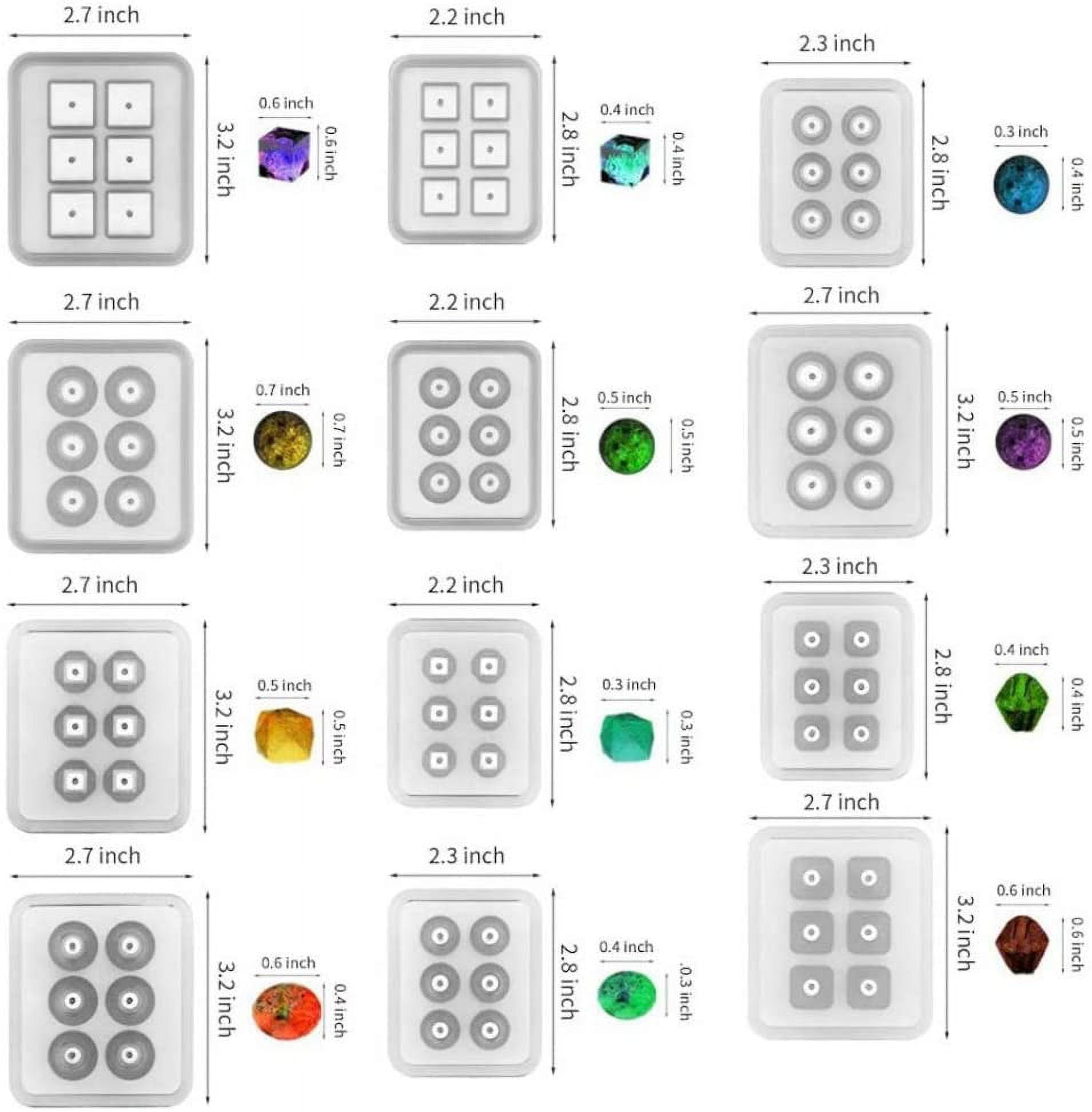 12 Pcs/Set DIY Crystal Epoxy Resin Mold Bracelet Necklace Beaded Silicone Mould Resin Casting,DIY Jewelry Holder,Home Decoration