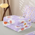 thumbnail image 6 of Homewish Purple Flower Zipper Twin Comforter Sets with Fitted Sheet and 2 Pillowcases,Cute Cartoon Themed Zipper Bedding Set,Light Gray Reversible,4pcs, 6 of 8