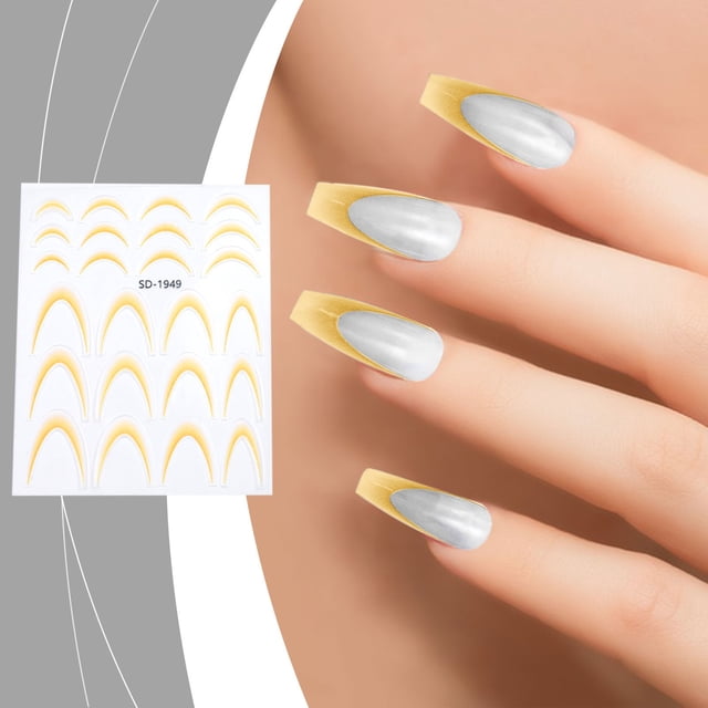 Pegatinas para uñas para decoración de uñas, pegatinas para uñas para mujeres, pegatinas francesas con degradado, pegatinas de sonrisa en forma de media luna, arcos de líneas francesas finas, adornos