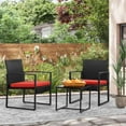 thumbnail image 3 of Devoko 3 Pieces Clearance Outdoor Patio Set with Cushioned Chairs Set Bistro Chairs with Table, Red, 3 of 7