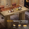thumbnail image 4 of Tribesigns 63-Inch Bar Height Table, Wood Rustic Counter Height Table, Rectangular Home Bar with Thickened Tabletop and Sturdy Base for Kitchen, Dining Room, Living Room, Pub, Brown, 4 of 7