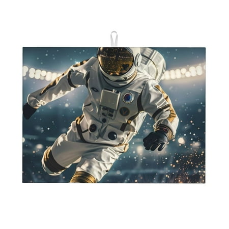 

Adobk Astronaut Soccer Field Print Microfiber Dish Drying Mat Baby Bottle Drying Mat Kitchen Counter Dish Mat Super Absorbent