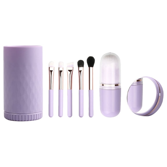 WRITWAA Violet Travel Makeup Brush Set with Storage Case, Handle, Soft Bristles for Face Beauty, Portable Cosmetic Brushes