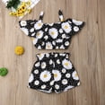 thumbnail image 2 of 2Pcs Summer Kids Toddler Baby Girls Off Shoulder Ruffles Shirt Crop Tops Floral Short Pants Outfits Clothes 1-6Years, 2 of 6