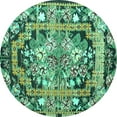 thumbnail image 1 of Ahgly Company Indoor Round Medallion Turquoise Blue French Area Rugs, 7' Round, 1 of 4