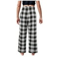 thumbnail image 4 of NIEWTR Boys Girls Flannel Buffalo Plaid Pajama Pants Fuzzy Pj Pants with Drawstring Pockets Flannel Pajamas for Family Matching Holiday(10-11 Years,A21-Black), 4 of 9