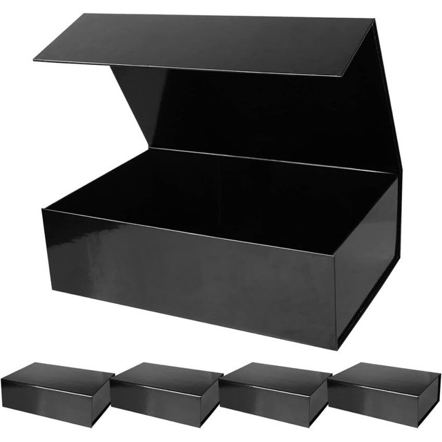 Cajas de regalo RayOfSun negras con tapas de cierre magnético, 5 unidades
