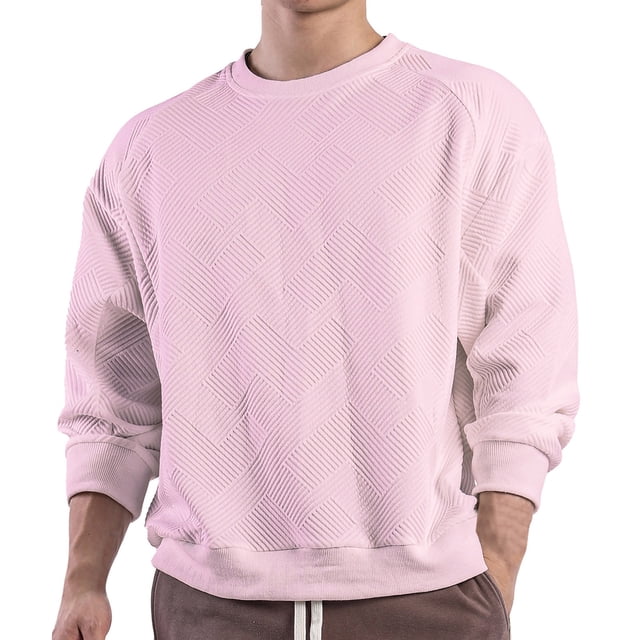 pstuiky camisetas de hombre Sudadera de manga larga para hombre, cuello redondo, holgada, color liso, deportiva, para exteriores, informal, de manga larga, con cuello redondo.