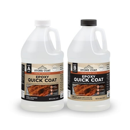 Quick Coat 1 Gallon Epoxy Kit (Stone Coat Countertops) - Fast-Curing Epoxy Resin Kit for River Tables, Geodes, Wood Sealing, Tumblers, 3D Objects, and Other DIY Projects!