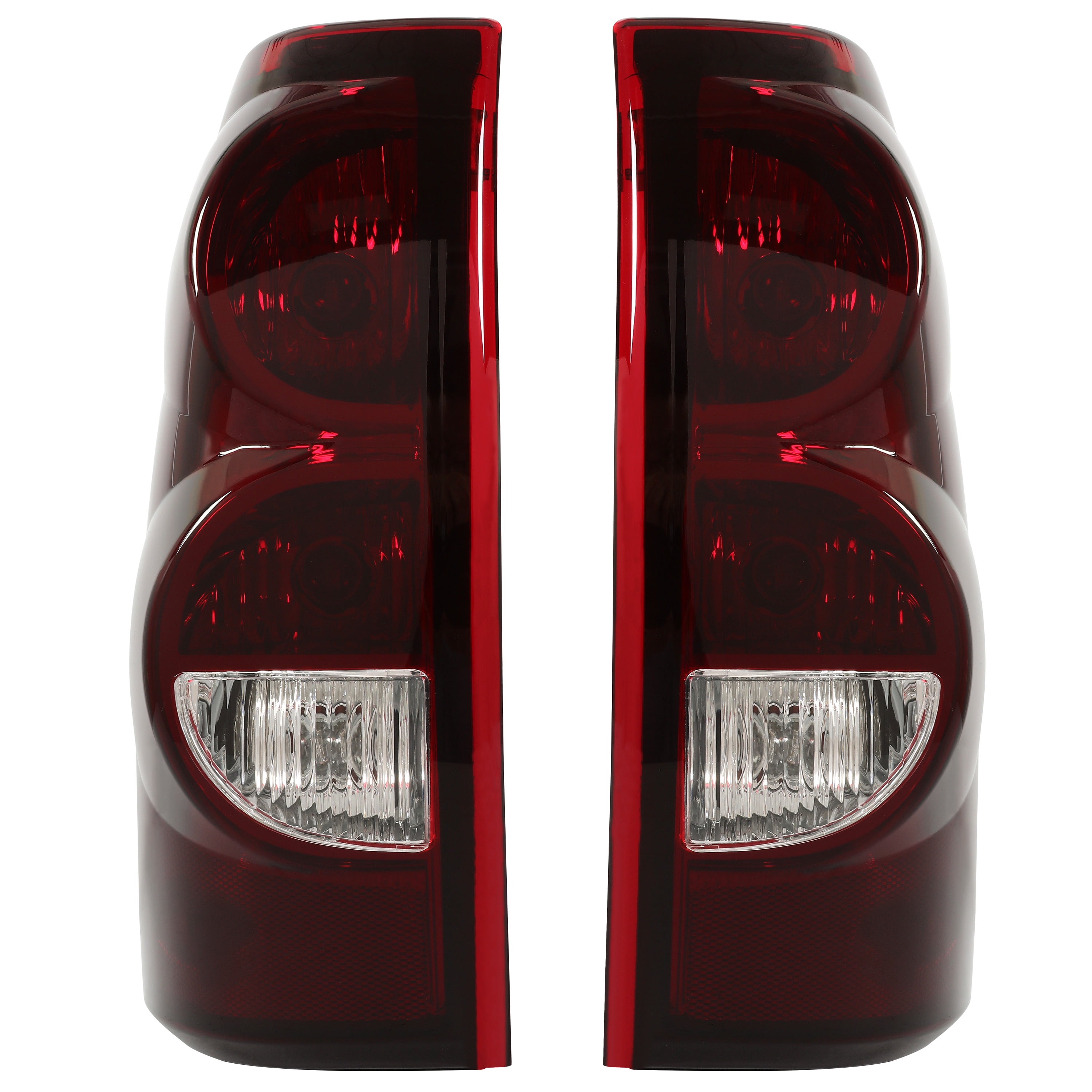 Kojem Tail Lights Pair for 2003-2007 Chevy Silverado 1500 2500 3500 Pickup Rear Tail Lamp Dark Red Lens + Chrome Housing Set