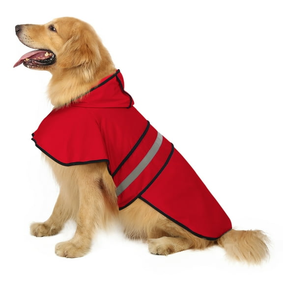 HDE Dog Raincoat Hooded Slicker Poncho for Small to X-Large Dogs and Puppies Red L