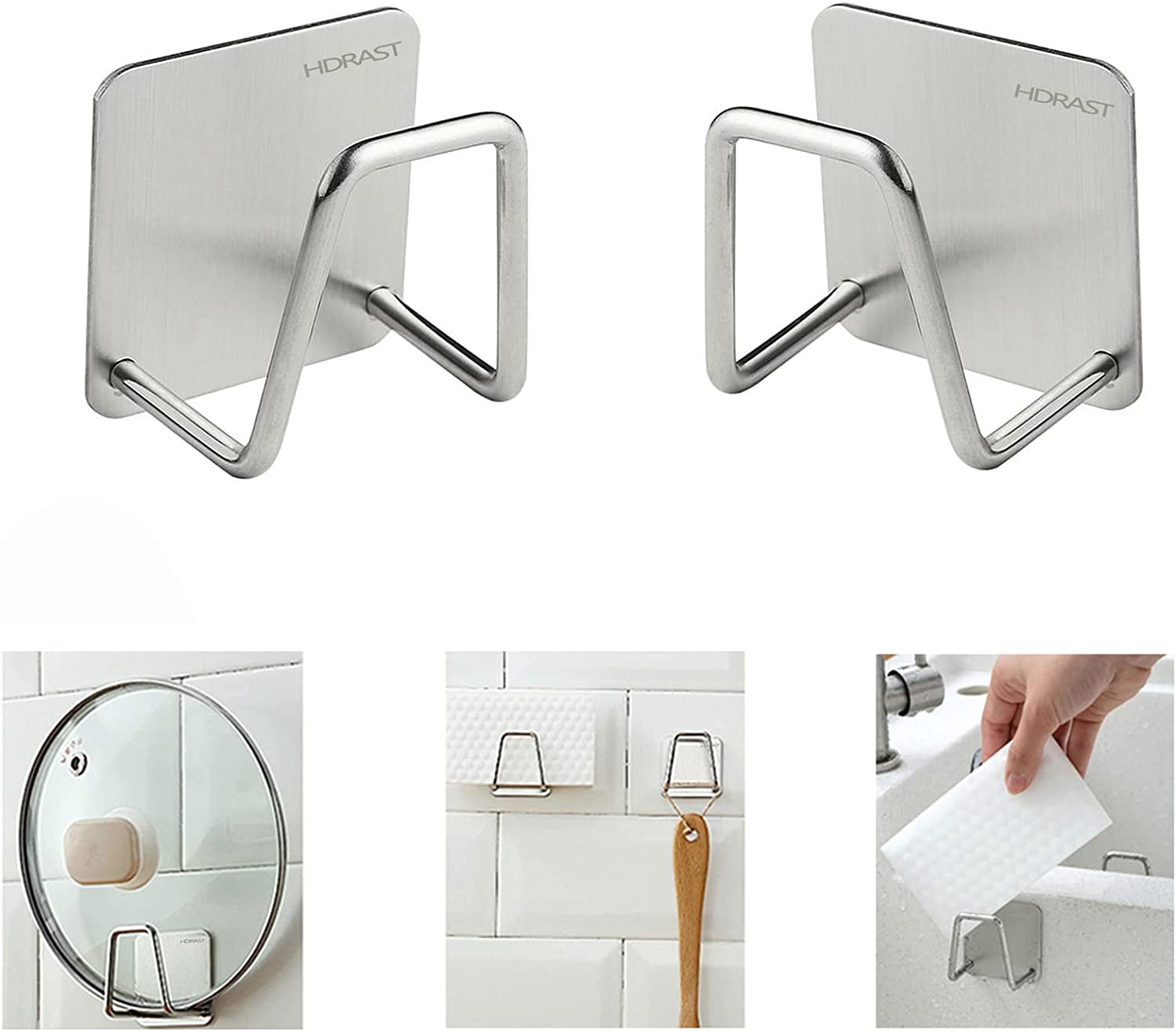 6 Pack Adhesive Hooks, Stainless Heavy Duty Wall Hooks Hooks for