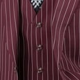 thumbnail image 3 of Men's 3-Piece Men's Gangster Stripes Single Breasted Suit w/1 Pair of Socks - Burgundy 48R, 3 of 3