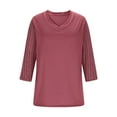 thumbnail image 4 of TKLPEHG 3/4 Sleeve Tops for Women Slim Fit Three Quarter Sleeve Tshirts Soft V-Neck Solid Color Spring Lightweight Shirt (Purple,XXL), 4 of 9