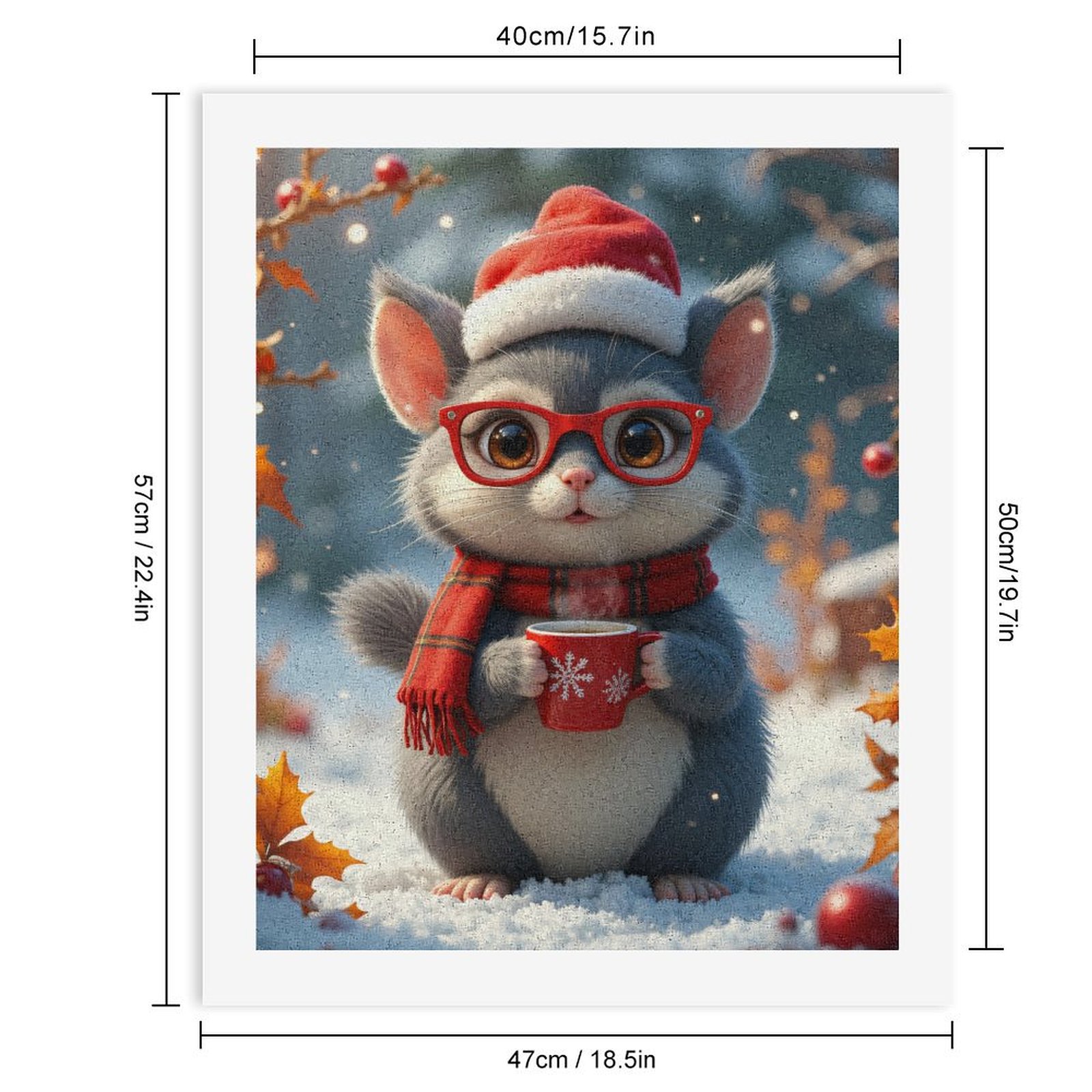 Paint by Numbers Kit for Adults, Cute Festive Winter Critter Cozy Cup Paint by Numbers, Easy Paint by Numbers Kit for Adults Beginner, DIY Adult Paint by Number Kits on Canvas, Home Decor