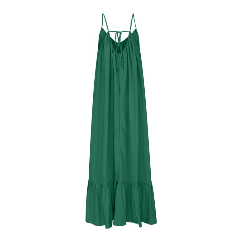 up to 60% off Gifts Usmixi Formal Dresses for Women Plus Size Casual Flowy Ruffle Swing Spaghetti Strap Beach Long Dresses V-Neck Sleeveless Solid Summer Maxi Dress Green l - Walmart.com up to 60% off Gifts Usmixi Formal Dresses for Women Plus Size Casual Flowy Ruffle Swing Spaghetti Strap Beach Long Dresses V-Neck Sleeveless Solid Summer Maxi Dress Green l - Walmart.com