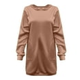 thumbnail image 4 of Women'S Sweatshirt Women's Solid Sweatshirt Autumn And Winter Solid Color Hooded Long-sleeved Sweater Dress, 4 of 6