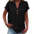 thumbnail image 2 of Avtoify Women's Casual Solid Color Knot V-Neck Short Sleeve Top Women's Top, 2 of 7