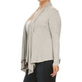 thumbnail image 3 of Women's Solid Plus Size Open Front Long Sleeve Lightweight Soft Basic Sweater Cardigan, 3 of 4