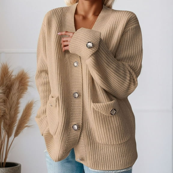 DAFPZW Women's Cardigan Sweaters 2025 Fall Fashion Button Down Cable Knit Chunky Winter Warm Clothing Outerwear Coats