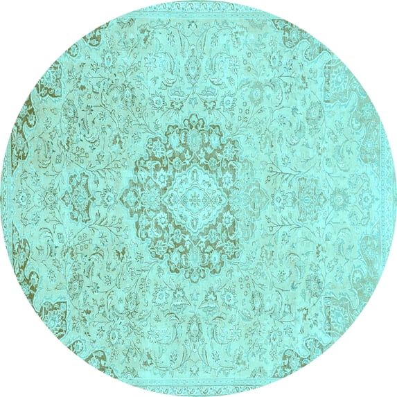Ahgly Company Indoor Round Abstract Light Blue Modern Area Rugs, 3' Round
