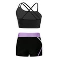 thumbnail image 2 of YONGHS Kids 2 Piece Dance Outfit Criss Cross Back Tank Top with Shorts Gymnastic Tracksuit Lavender 10, 2 of 5