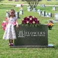 thumbnail image 4 of Sympathy Silks Artificial Cemetery Flowers 30" Purple Open Roses/Peach Cream Mum Saddle for Headstone, 4 of 7