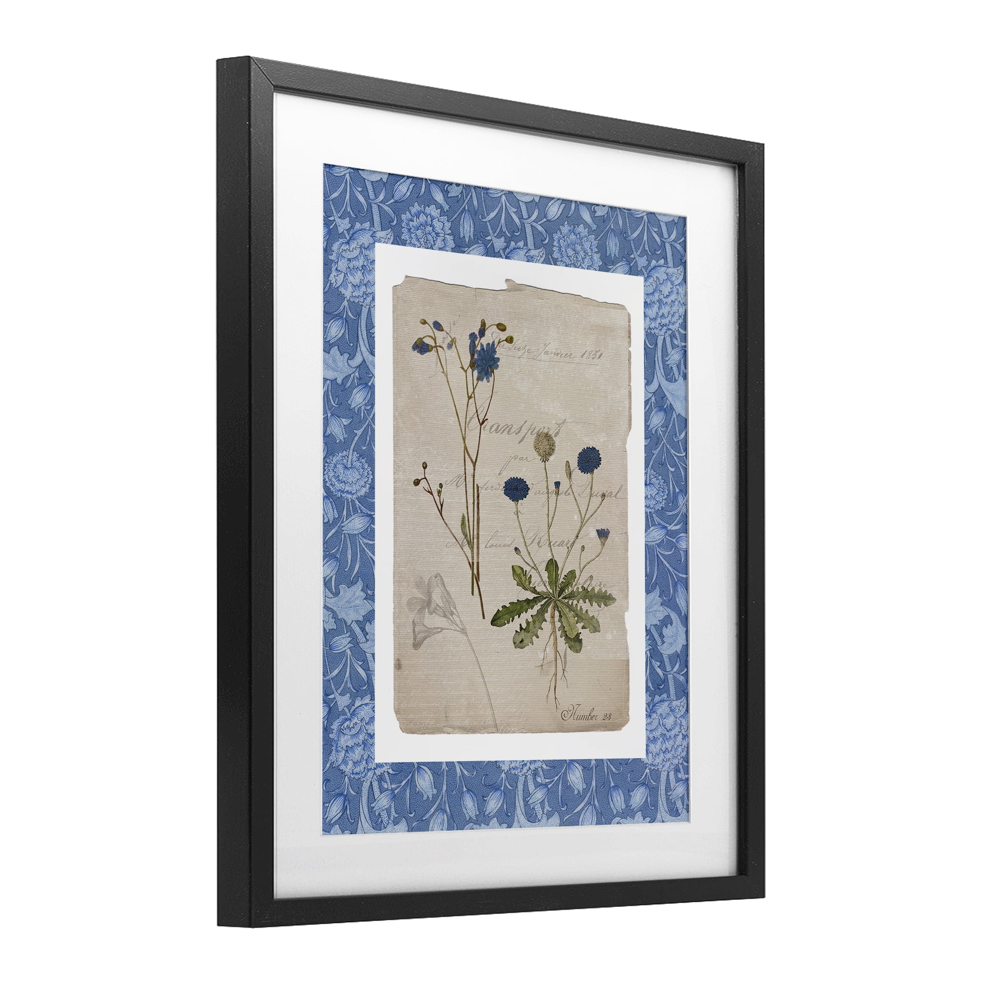 Stupell Industries Blue Antique Herbs Black Framed Print Under Glass, design by Livi Finn