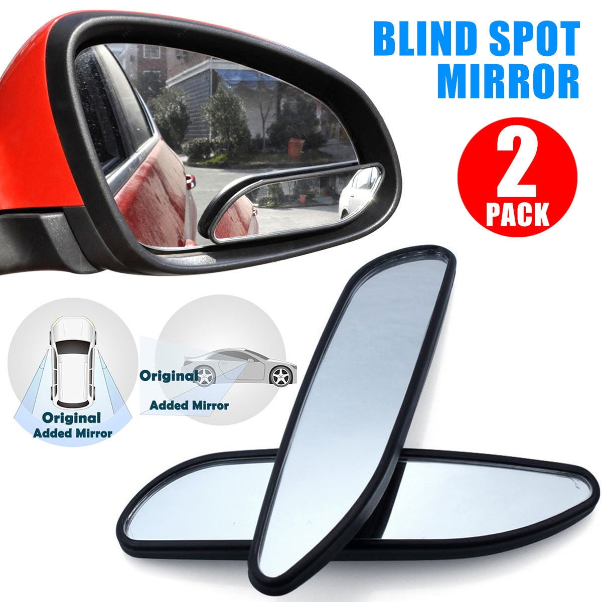 Glass Black 2 Pcs Car Auto Auxiliary Side Rear View Blind Spot Mirror Plastic
