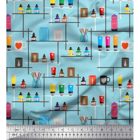 Soimoi Poly Georgette Fabric Paper Boat Art & Craft Print Fabric by Yard 42 Inch Wide