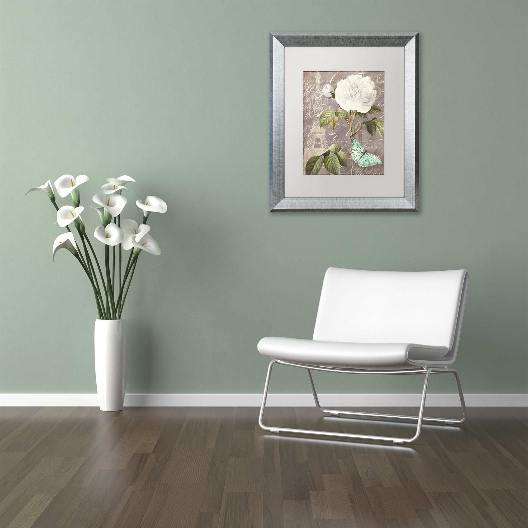 Trademark Fine Art "White Rose" Canvas Art by Color Bakery, White Matte, Silver Frame