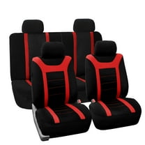 FH Group Red and Black Airbag Compatible and Split Bench Sports Car Seat Cover, Full Set