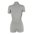 thumbnail image 4 of LOVZFMLL Women's Zip Pockets Color Work Lapel Jumpsuit Shorts Tight Jumpsuit Gray XL, 4 of 4
