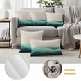 thumbnail image 5 of Teal Beige Ombre Outdoor Pillow Covers 24x24 Set of 2, Waterproof Patio Throw Pillowcase Protectors, Minimalist Ocean Waves Linen Square Decorative Pillow Shams Cushion Covers for Seat Bed Couch Sofa, 5 of 8