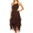 thumbnail image 4 of Sakkas Lady Mary Jacquard Corset Style Bodice Lightweight Handkerchief Hem Dress - Brown - Plus Size, 4 of 5