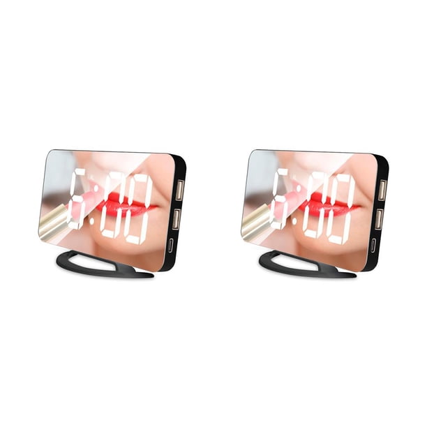 Seitruly Proyector Reloj Despertador Digital Linterna Led Termómetro Automático Relojes de Proyección para Dormitorio Sala de Estar Negro, negro, luz blanca 2Conjunto